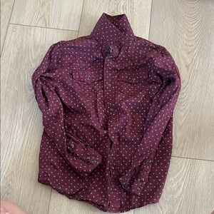 Cody James Burgundy Western Button-Up Shirt with Chambray Trim